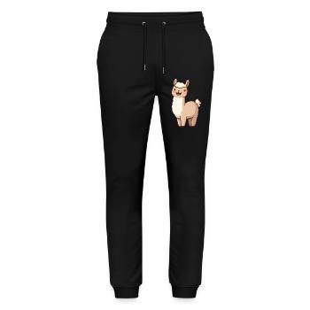 Cute Happy Smiling Alpaca - Adorable Cartoon - Stanley/Stella Mover Unisex Organic Jogging Trousers - black - Front - Marisol (170cm) & Nik (191cm)