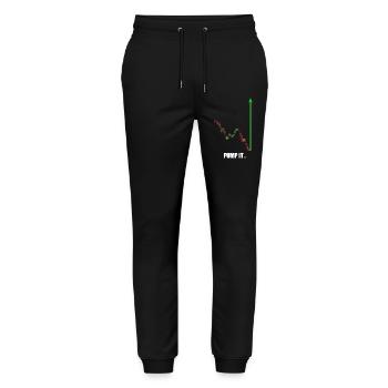Pump it, Crypto, Actions, Salle de sport, Fitness, Trading - Pantalon de jogging bio MOVER Stanley/Stella unisexe - noir - Devant - Marisol (170cm) & Nik (191cm)