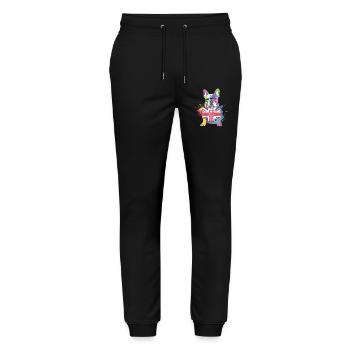 Rainbow Bulldog Union Jack - Stanley/Stella Mover Unisex Organic Jogging Trousers - black - Front - Marisol (170cm) & Nik (191cm)