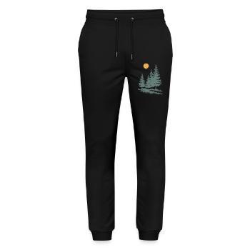 Sunlit Pine Silhouette - Stanley/Stella Mover Unisex Organic Jogging Trousers - black - Front - Marisol (170cm) & Nik (191cm)