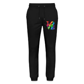 Rainbow Graffiti LOVE Burst - Stanley/Stella Mover Unisex Organic Jogging Trousers - black - Front - Marisol (170cm) & Nik (191cm)