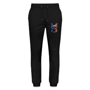 French Bulldog Dog Motif Great Dane Frenchie - Stanley/Stella Mover Unisex Organic Jogging Trousers - black - Front - Marisol (170cm) & Nik (191cm)