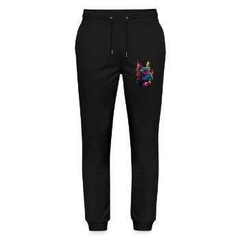 French Bulldog Dog Motif Great Dane Frenchie - Stanley/Stella Mover Unisex Organic Jogging Trousers - black - Front - Marisol (170cm) & Nik (191cm)