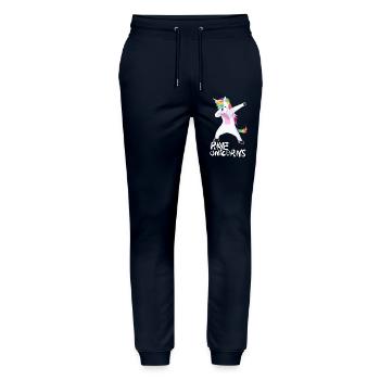 Logo Rave Unicorns White Text - Stanley/Stella Unisex Bio Jogginghose Mover  - Navy - Vorne - Marisol (170cm) & Nik (191cm)
