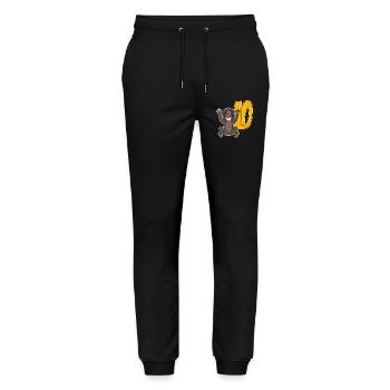 10th Birthday Motif Monkey - Ten - 10 Years - Stanley/Stella Mover Unisex Organic Jogging Trousers - black - Front - Marisol (170cm) & Nik (191cm)