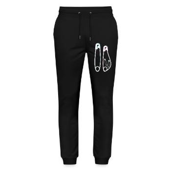 Announcement Twins Birth Son & Daughter - Stanley/Stella Mover Unisex Organic Jogging Trousers - black - Front - Marisol (170cm) & Nik (191cm)