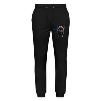 Bison, Bison, Wild Cattle, Buffalo, American Bison - Stanley/Stella Mover Unisex Organic Jogging Trousers - black - Front - Marisol (170cm) & Nik (191cm)