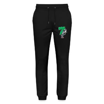7th Birthday Motif Monkey - Seven Years Old - Stanley/Stella Mover Unisex Organic Jogging Trousers - black - Front - Marisol (170cm) & Nik (191cm)