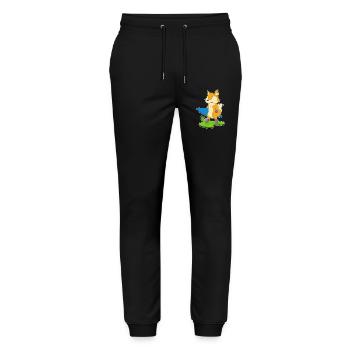 Fuchs Surfen Surfbrett Sommer - Stanley/Stella Unisex Bio Jogginghose Mover  - Schwarz - Vorne - Marisol (170cm) & Nik (191cm)