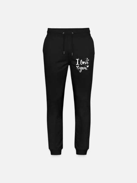 I Love You, White - Stanley/Stella Mover Unisex Organic Jogging Trousers - black