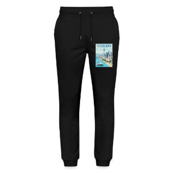 Auckland Skyline - Stanley/Stella Mover Unisex Organic Jogging Trousers - black - Front - Marisol (170cm) & Nik (191cm)