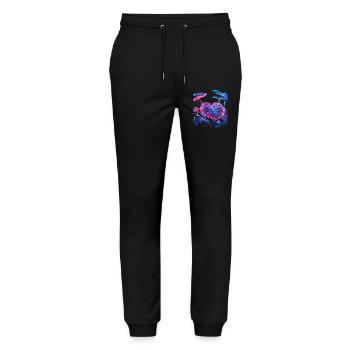 Neon Monstera Plant - Stanley/Stella Mover Unisex Organic Jogging Trousers - black - Front - Marisol (170cm) & Nik (191cm)