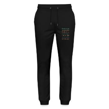 Esprit vieillissant, t-shirt humour juvénile - Pantalon de jogging bio MOVER Stanley/Stella unisexe - noir - Devant - Marisol (170cm) & Nik (191cm)