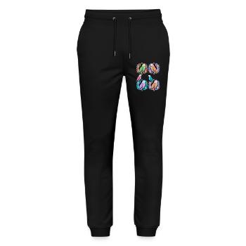 oiseau oiseaux perroquet perroquet couronne de laurier - Pantalon de jogging bio MOVER Stanley/Stella unisexe - noir - Devant - Marisol (170cm) & Nik (191cm)
