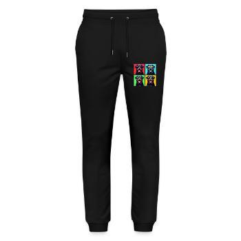 Rottie Pop Art, Bubba, Ours, Grand Homme, Fuzzball - Pantalon de jogging bio MOVER Stanley/Stella unisexe - noir - Devant - Marisol (170cm) & Nik (191cm)