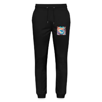 Unterwasser-Regenbogendelfin - Stanley/Stella Unisex Bio Jogginghose Mover  - Schwarz - Vorne - Marisol (170cm) & Nik (191cm)