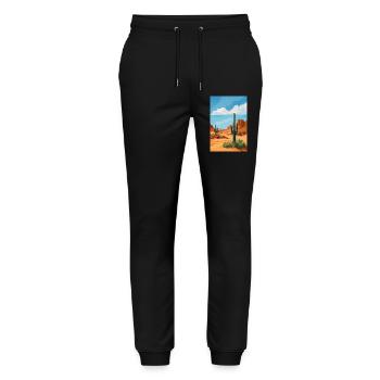Wüstenlandschaft Illustration Poster - Stanley/Stella Unisex Bio Jogginghose Mover  - Schwarz - Vorne - Marisol (170cm) & Nik (191cm)
