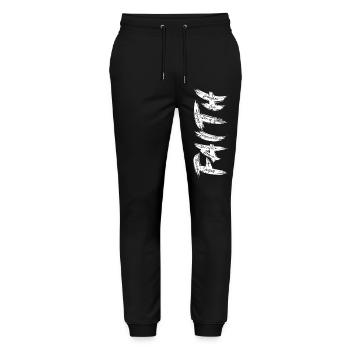 FAITH - Hidden Words Christian Design - Stanley/Stella Mover Unisex Organic Jogging Trousers - black - Front - Marisol (170cm) & Nik (191cm)