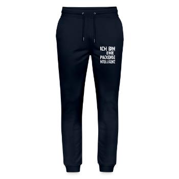 AI Saying: I am a gripping intelligence - Stanley/Stella Mover Unisex Organic Jogging Trousers - navy - Front - Marisol (170cm) & Nik (191cm)