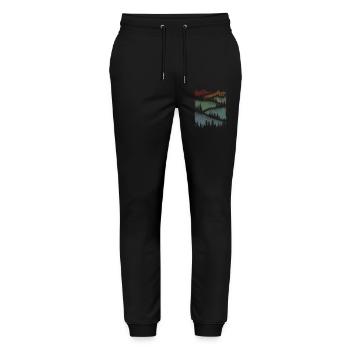 Hiking Nature Mountains Forest Minimalist Gift - Stanley/Stella Mover Unisex Organic Jogging Trousers - black - Front - Marisol (170cm) & Nik (191cm)