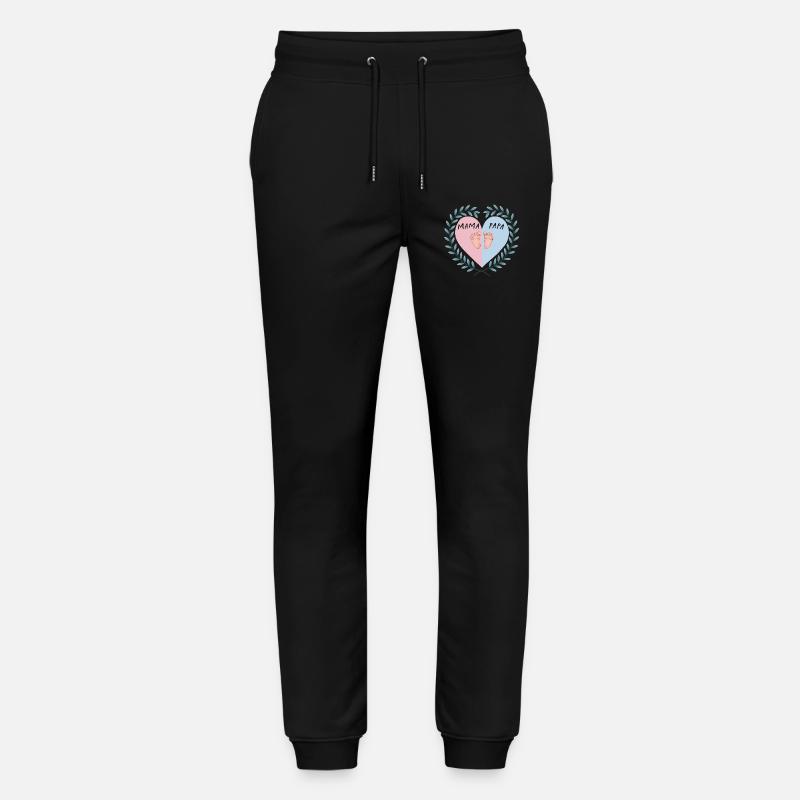 Mama & Papa Herz mit Babyfüßen - Stanley/Stella Unisex Bio Jogginghose Mover - Schwarz