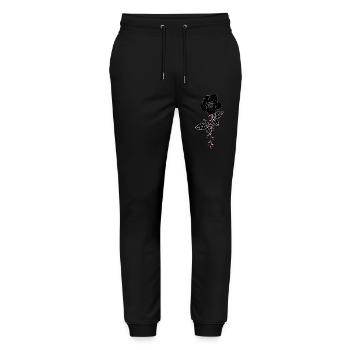 Blutige Rose - Stanley/Stella Unisex Bio Jogginghose Mover  - Schwarz - Vorne - Marisol (170cm) & Nik (191cm)