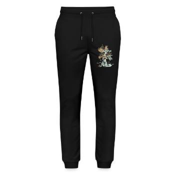 Vintage Flower Vase with Roses - Stanley/Stella Mover Unisex Organic Jogging Trousers - black - Front - Marisol (170cm) & Nik (191cm)