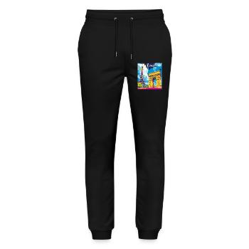 Monuments de la pop de Paris - Pantalon de jogging bio MOVER Stanley/Stella unisexe - noir - Devant - Marisol (170cm) & Nik (191cm)