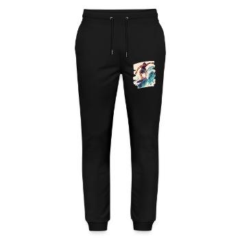 Surfer Surfen Surfbrett Surfing - Stanley/Stella Unisex Bio Jogginghose Mover  - Schwarz - Vorne - Marisol (170cm) & Nik (191cm)