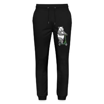 Panda Tretroller - Stanley/Stella Unisex Bio Jogginghose Mover  - Schwarz - Vorne - Marisol (170cm) & Nik (191cm)
