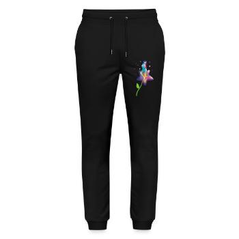 Regenbogenstern-Blüte - Stanley/Stella Unisex Bio Jogginghose Mover  - Schwarz - Vorne - Marisol (170cm) & Nik (191cm)