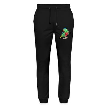 Sifflet d’arbitre Parrot - Pantalon de jogging bio MOVER Stanley/Stella unisexe - noir - Devant - Marisol (170cm) & Nik (191cm)