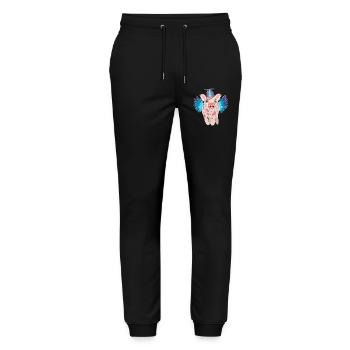 Pastel Winged Pig with Beanie - Stanley/Stella Mover Unisex Organic Jogging Trousers - black - Front - Marisol (170cm) & Nik (191cm)
