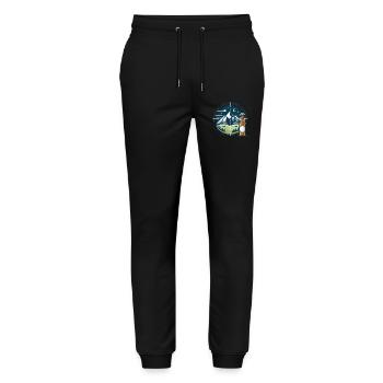 Nachtliche Bergkulisse mit Bierflasche - Stanley/Stella Unisex Bio Jogginghose Mover  - Schwarz - Vorne - Marisol (170cm) & Nik (191cm)