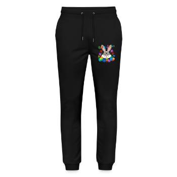 Frohe Ostern Osterhase - Stanley/Stella Unisex Bio Jogginghose Mover  - Schwarz - Vorne - Marisol (170cm) & Nik (191cm)