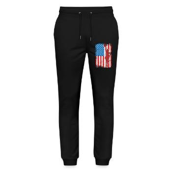 Pom-pom girl patriotique des États-Unis - Pantalon de jogging bio MOVER Stanley/Stella unisexe - noir - Devant - Marisol (170cm) & Nik (191cm)