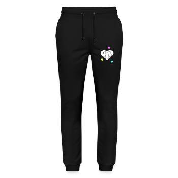 Retro Katzen Katze Valentin Herz Herzen Vintage - Stanley/Stella Unisex Bio Jogginghose Mover  - Schwarz - Vorne - Marisol (170cm) & Nik (191cm)