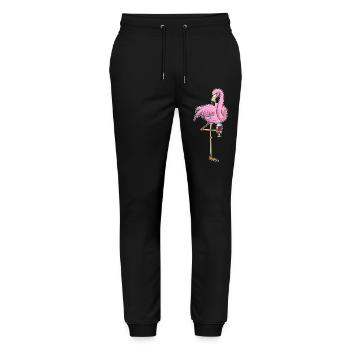 Flamingo Rotwein - Stanley/Stella Unisex Bio Jogginghose Mover  - Schwarz - Vorne - Marisol (170cm) & Nik (191cm)
