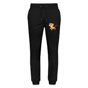 Baby Tiger Spieler mit großen Augen (v02) - Stanley/Stella Unisex Bio Jogginghose Mover  - Schwarz - Vorne - Marisol (170cm) & Nik (191cm)