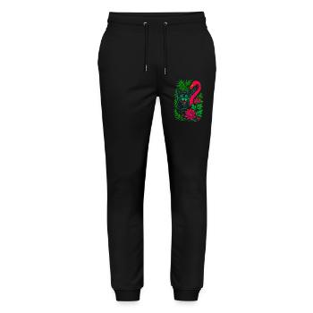 Tropical Cat & Flamingo - Summer 2025 - Stanley/Stella Mover Unisex Organic Jogging Trousers - black - Front - Marisol (170cm) & Nik (191cm)