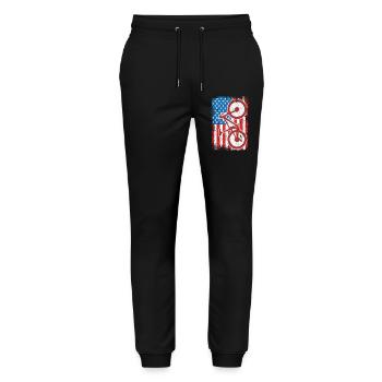 4th of July USA MTB - Stanley/Stella Mover Unisex Organic Jogging Trousers - black - Front - Marisol (170cm) & Nik (191cm)