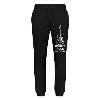 Born to rock live to play - E-Gitarre und Musiker - Stanley/Stella Unisex Bio Jogginghose Mover  - Schwarz - Vorne - Marisol (170cm) & Nik (191cm)
