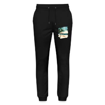 Strand Palmen Sonne Sommer - Stanley/Stella Unisex Bio Jogginghose Mover  - Schwarz - Vorne - Marisol (170cm) & Nik (191cm)