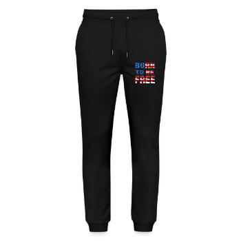 Born To Be Free Flagge der Vereinigten Staaten - Stanley/Stella Unisex Bio Jogginghose Mover  - Schwarz - Vorne - Marisol (170cm) & Nik (191cm)
