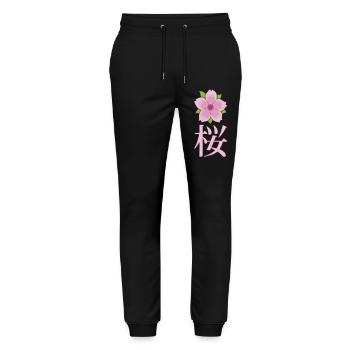 Japanese cherry blossom - Stanley/Stella Mover Unisex Organic Jogging Trousers - black - Front - Marisol (170cm) & Nik (191cm)