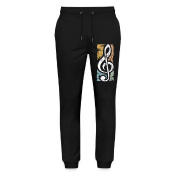clef vintage – conception de symboles musicaux - Pantalon de jogging bio MOVER Stanley/Stella unisexe - noir - Devant - Marisol (170cm) & Nik (191cm)