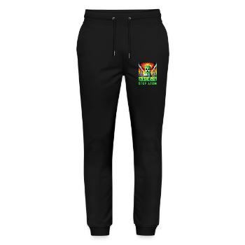 Stop Atom – Radioactif - Pantalon de jogging bio MOVER Stanley/Stella unisexe - noir - Devant - Marisol (170cm) & Nik (191cm)