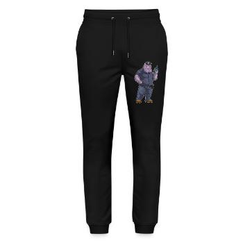 Nilpferd Polizist Mikrofon Polizei - Stanley/Stella Unisex Bio Jogginghose Mover  - Schwarz - Vorne - Marisol (170cm) & Nik (191cm)