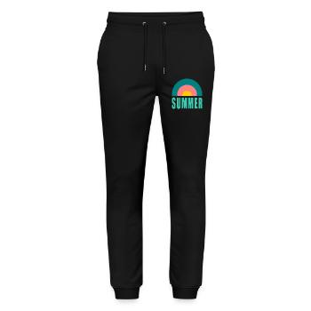 GELIEBTE. HERZ. MEISTER. VIELEN DANK. DANKE HERRIN. - Stanley/Stella Unisex Bio Jogginghose Mover  - Schwarz - Vorne - Marisol (170cm) & Nik (191cm)