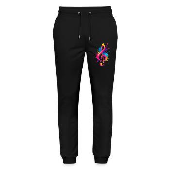 Colorful clef with paint splashes - Stanley/Stella Mover Unisex Organic Jogging Trousers - black - Front - Marisol (170cm) & Nik (191cm)